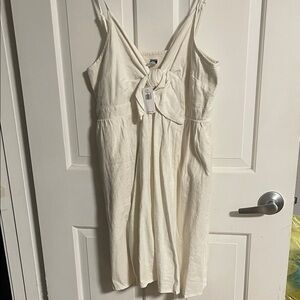 Old Navy Cream Knot-Front Midi Dress with Adjustable Straps